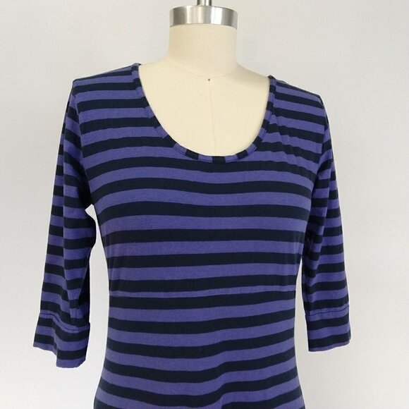 Horny Toad & Co. Stretchy Foxtrot Dress Size S Purple Blue Stripe Hi Low Hemline - Picture 2 of 10
